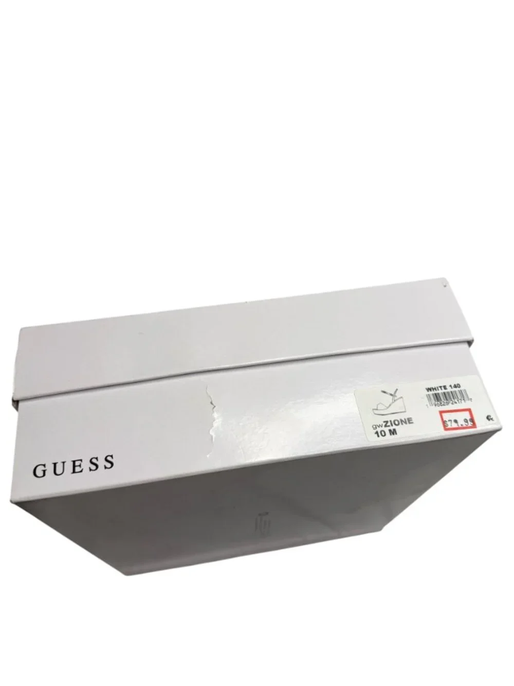 Guess Zione Sandals Shoes Faux Patent Leather Platform Wedge White 10 NIB